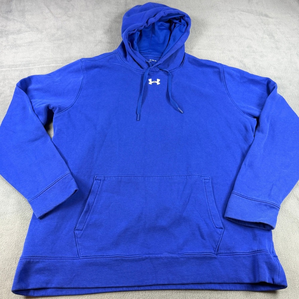 Under‎ Armour Mens XL Rival Fleece Hoodie Royal Blue Pullover Sweatshirt Loose
